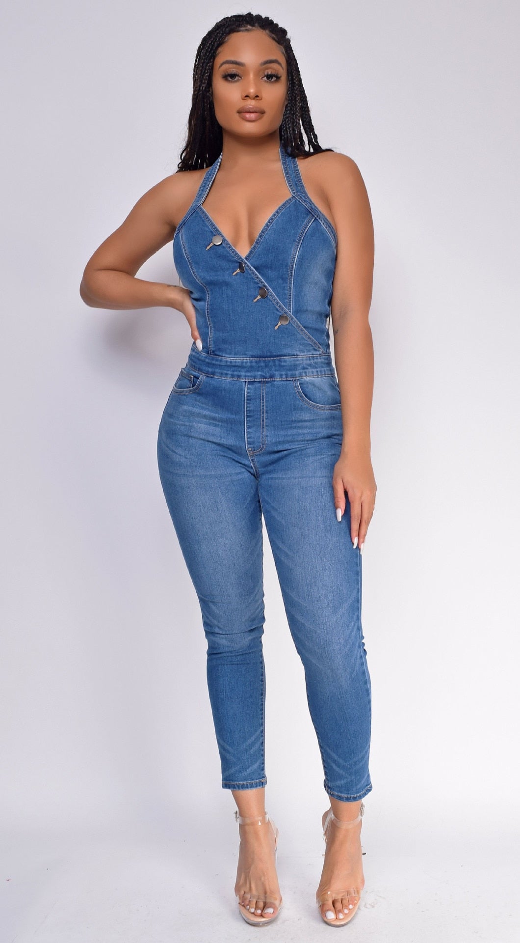 Macacão Jeans Pencil Romper