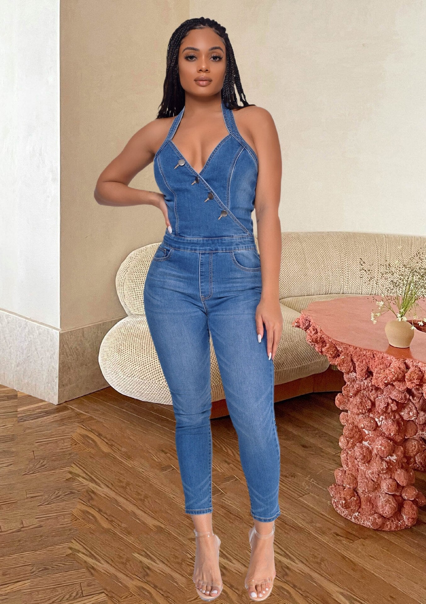 Macacão Jeans Pencil Romper